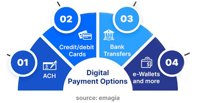 Enterprise Customer Payment Portal Options: ACH, credit/debit cards, bank transfers, e-wallets, and more