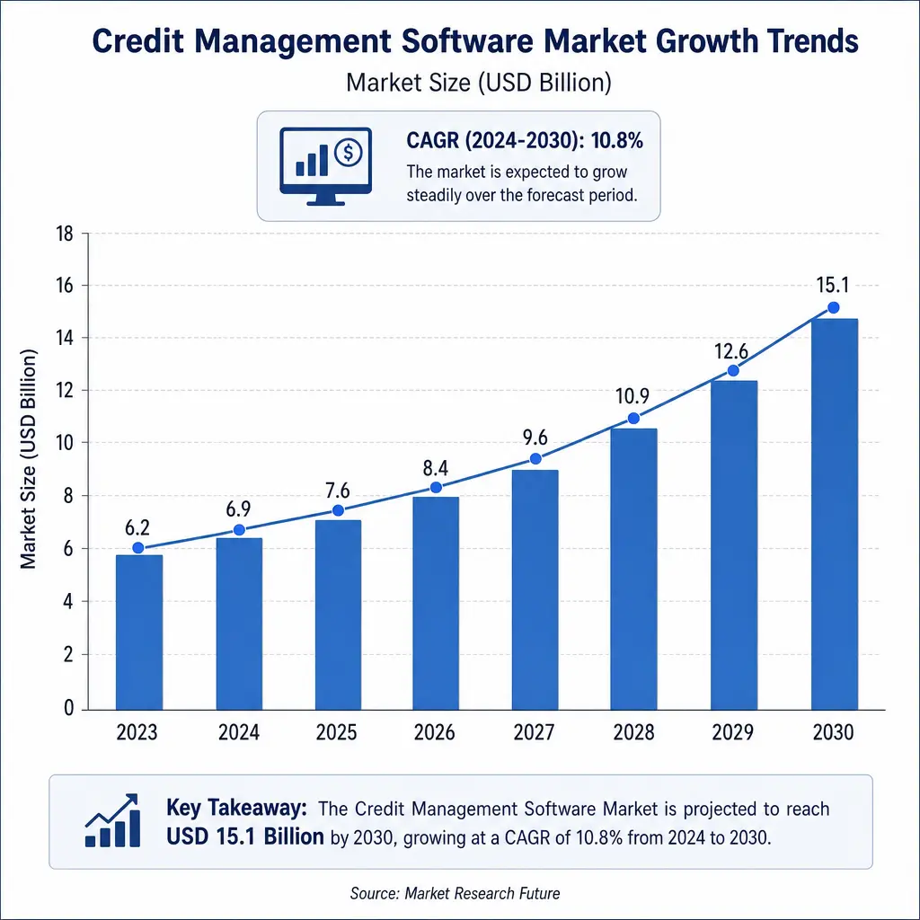 Chart showing growth trends in the credit management software market