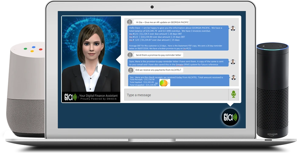 Redefine the way you engage with your customers using Gia - Emagia's AI-Powered Enterprise Digital Finance Assistant.