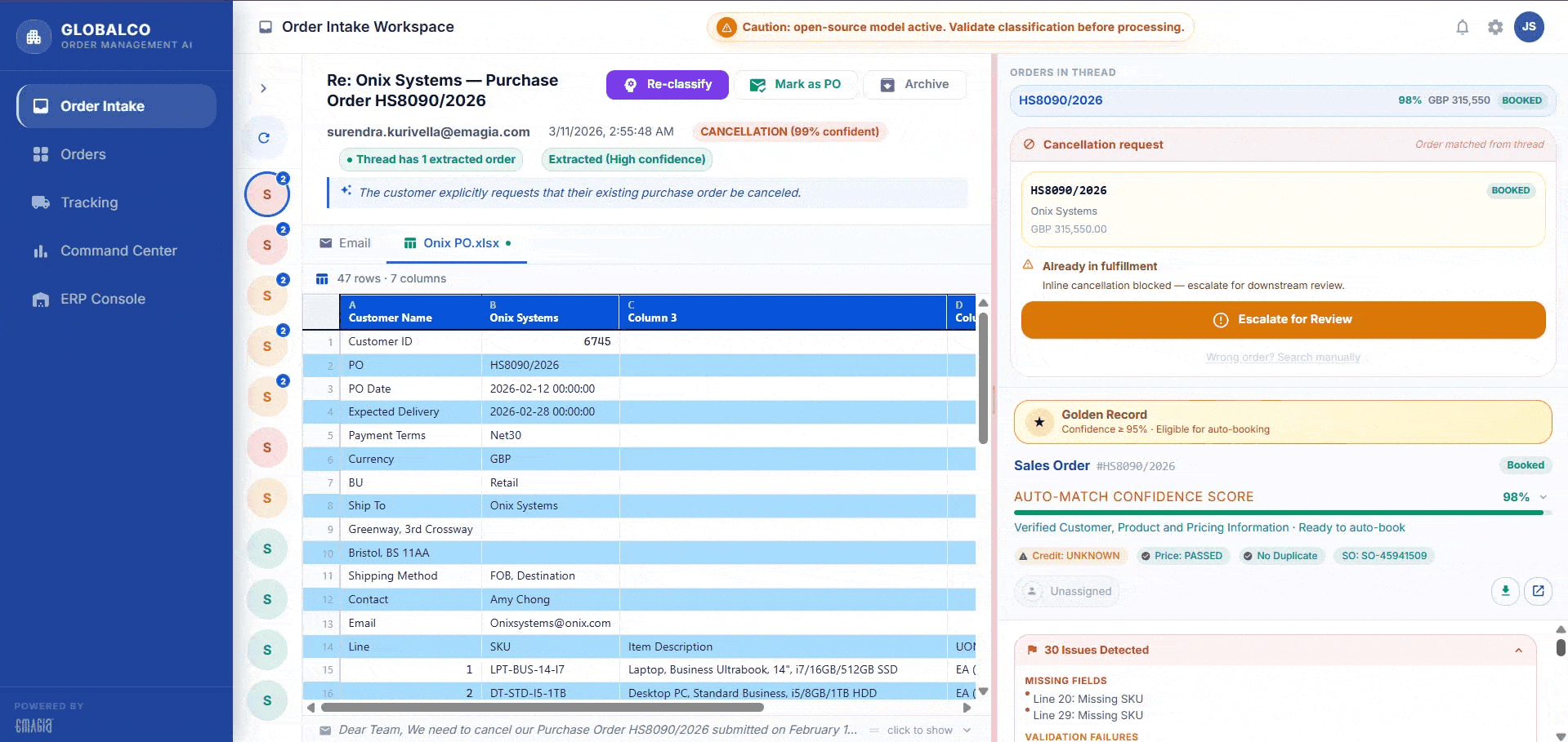 Order Management UI Animation